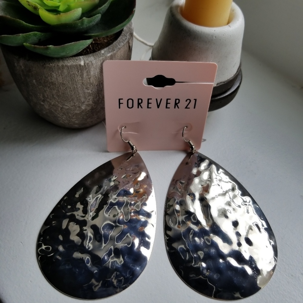 Forever 21 Silver Hammered Earrings